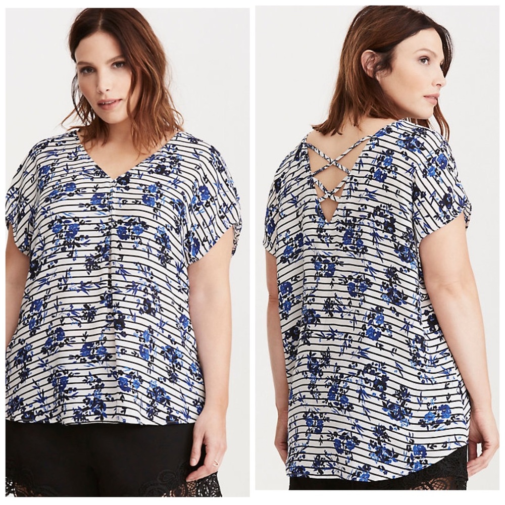 Torrid striped floral top- size 00